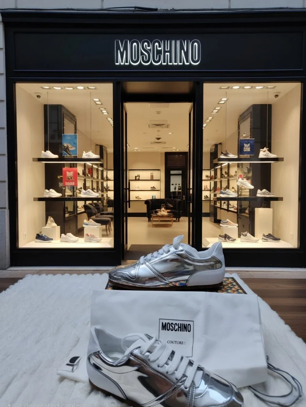 MOSCHINO MIROR SNEAKERS WOMEN'S SZ EU 39 Usa Approx 8.5 $595